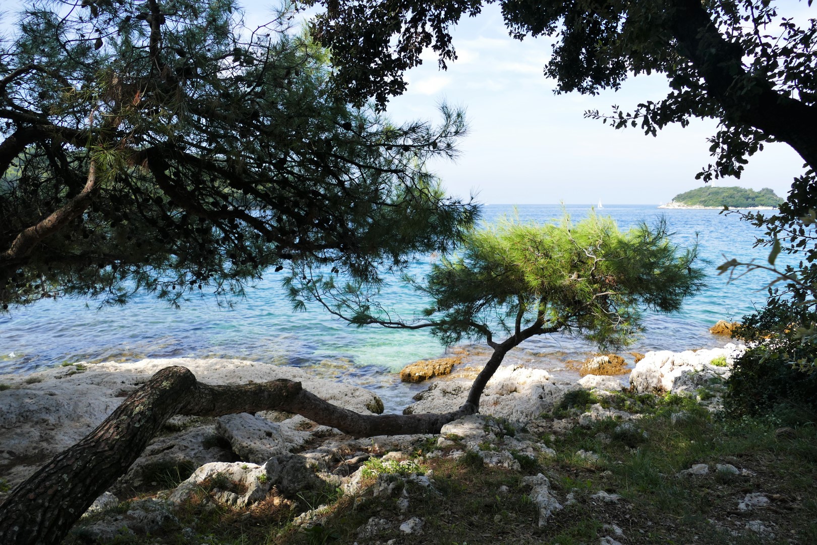 Kiesstrand an der Küste Istriens